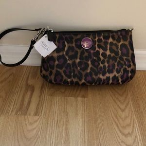Coach Leather Leopard Wristlet